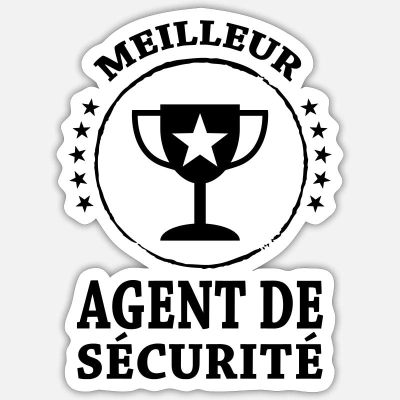 Agent de Sécurité - Sticker taille S (10 x 10 cm) - blanc mat