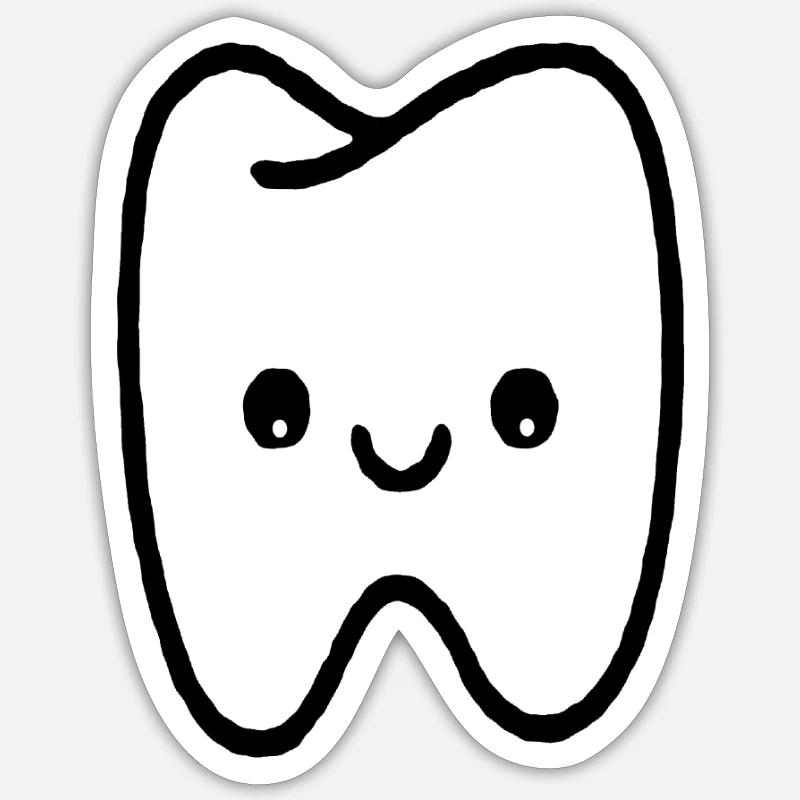 Cuddly tooth - Sticker size S (10 x 10 cm) - white matte