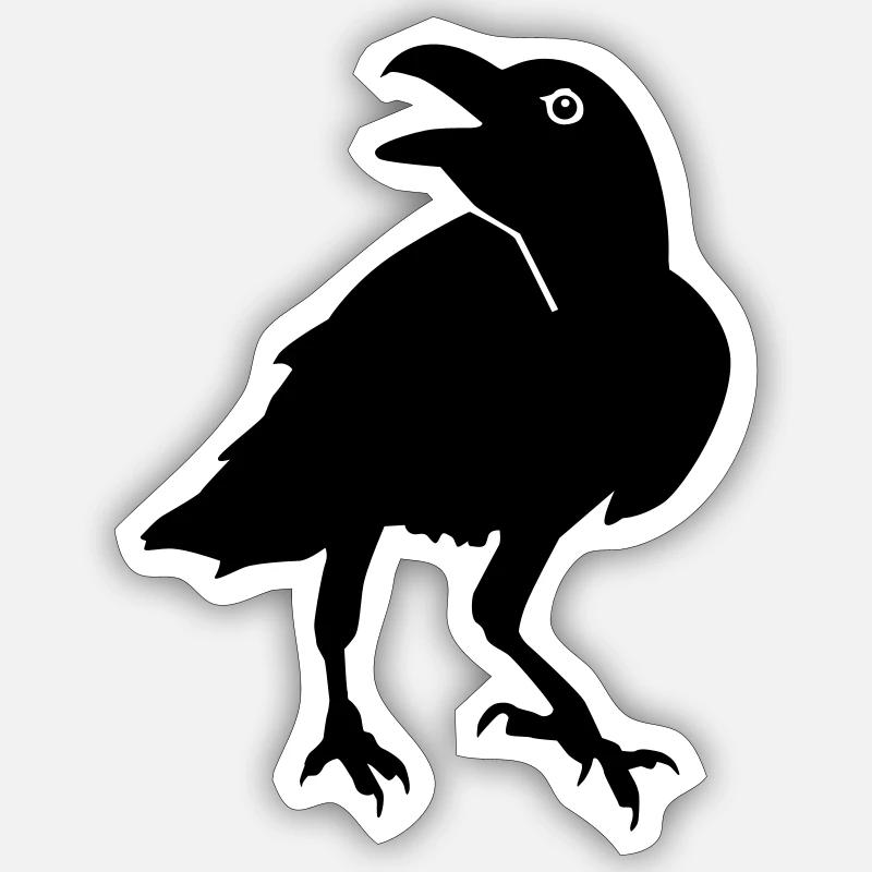 Corbeau - Sticker taille S (10 x 10 cm) - blanc mat