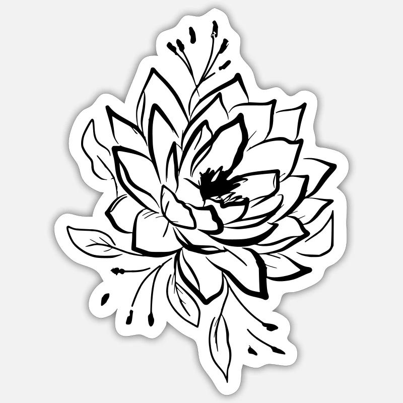 Idée d'art de tatouage de fleur de lotus - Sticker taille S (10 x 10 cm) - blanc mat