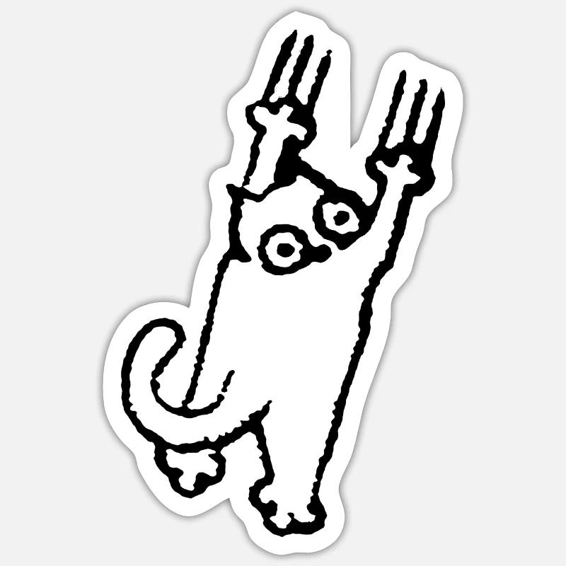 Clawing cat - Sticker size S (10 x 10 cm) - white matte