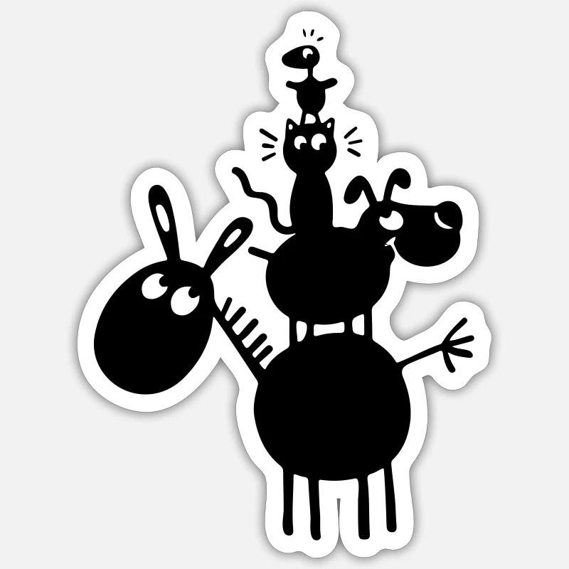 Tierstapel - Sticker Größe S (10 x 10 cm) - Mattweiß