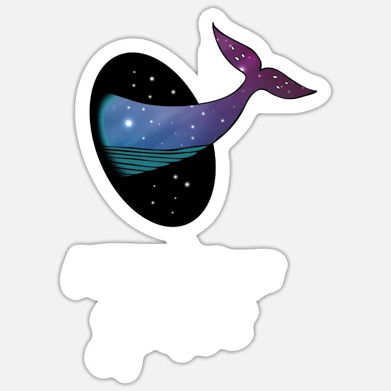 I need some space: whale space Space Galaxy - Sticker size S (10 x 10 cm) - white matte