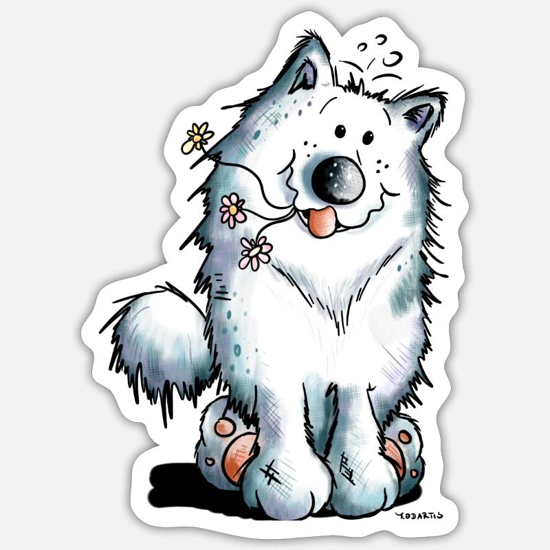 Cute Samoyed Dog - Sticker size S (10 x 10 cm) - white matte