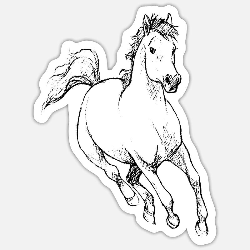 Pferdchen Pferd Geschenk Idee Kinder Hobby Sport - Sticker Größe S (10 x 10 cm) - Mattweiß