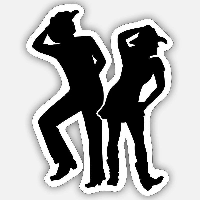 Line dance - Sticker taille S (10 x 10 cm) - blanc mat