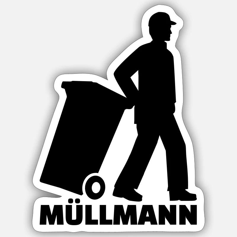 Müllmann - Sticker Größe S (10 x 10 cm) - Mattweiß