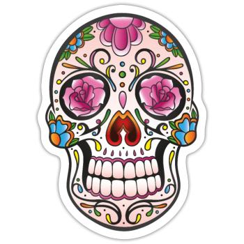 Mexican Sugar Skull, day of the dead - Sticker taille S (10 x 10 cm) - blanc mat - Devant