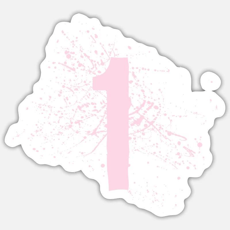 1 Eins - Sticker Größe S (10 x 10 cm) - Mattweiß