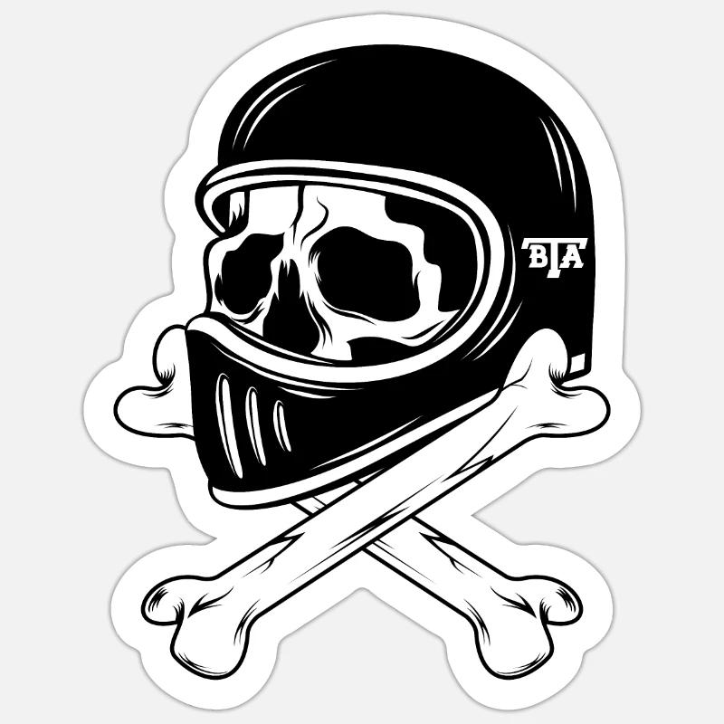 Motorrad retro biker skull - Sticker Größe S (10 x 10 cm) - Mattweiß