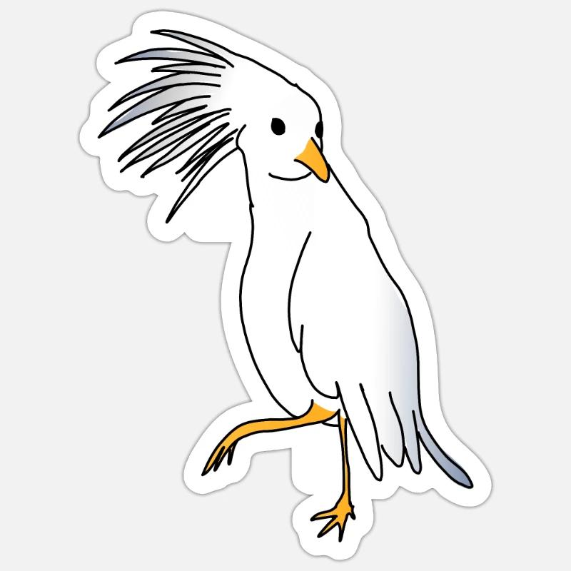 Cagou oder Crested Kagou aus Neukaledonien - Sticker Größe S (10 x 10 cm) - Mattweiß