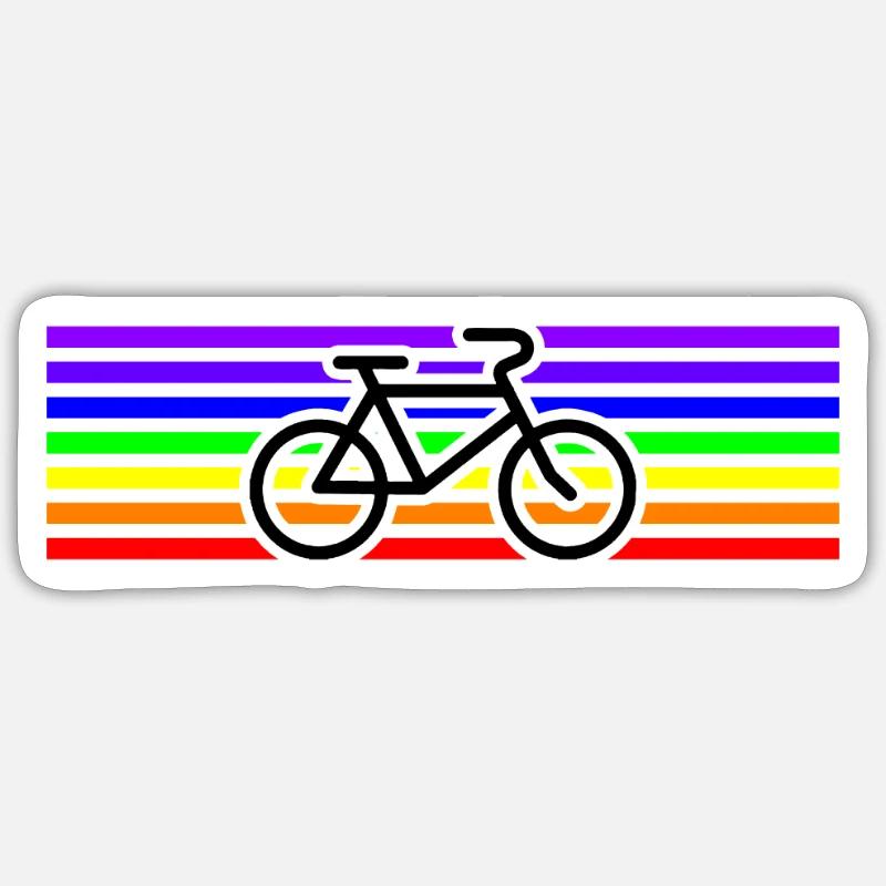 Fahrrad Regenbogen Frieden Geschenkidee - Sticker Größe S (10 x 10 cm) - Mattweiß