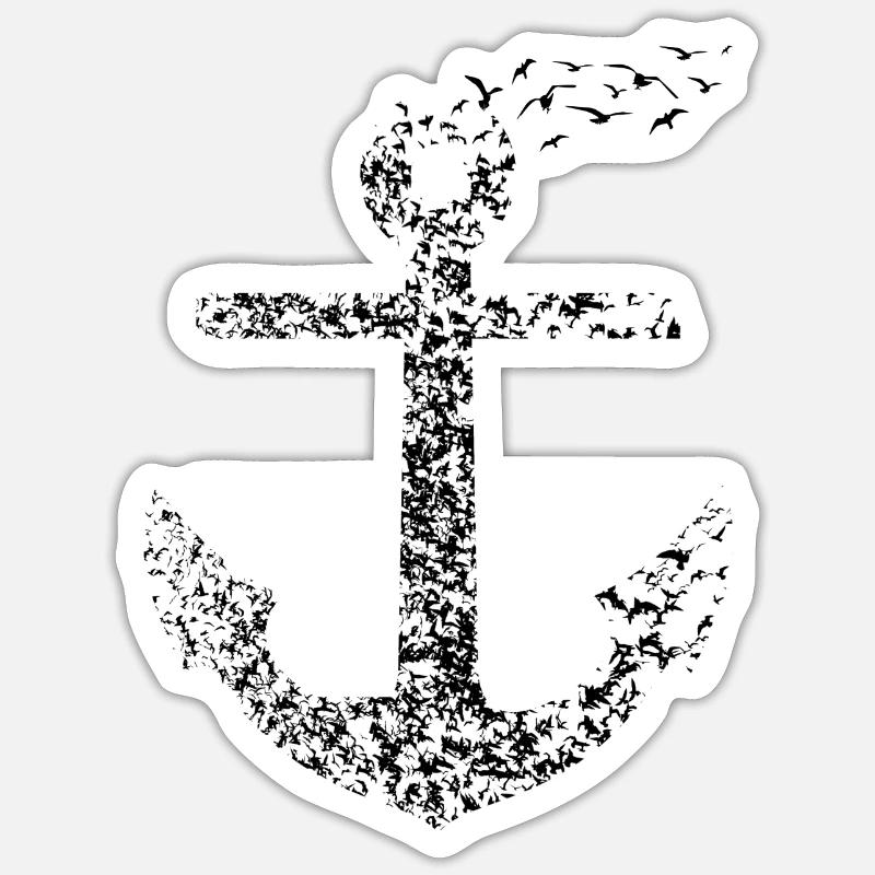 Möwe Anker Küste Geschenkidee Seefahrt - Sticker Größe S (10 x 10 cm) - Mattweiß