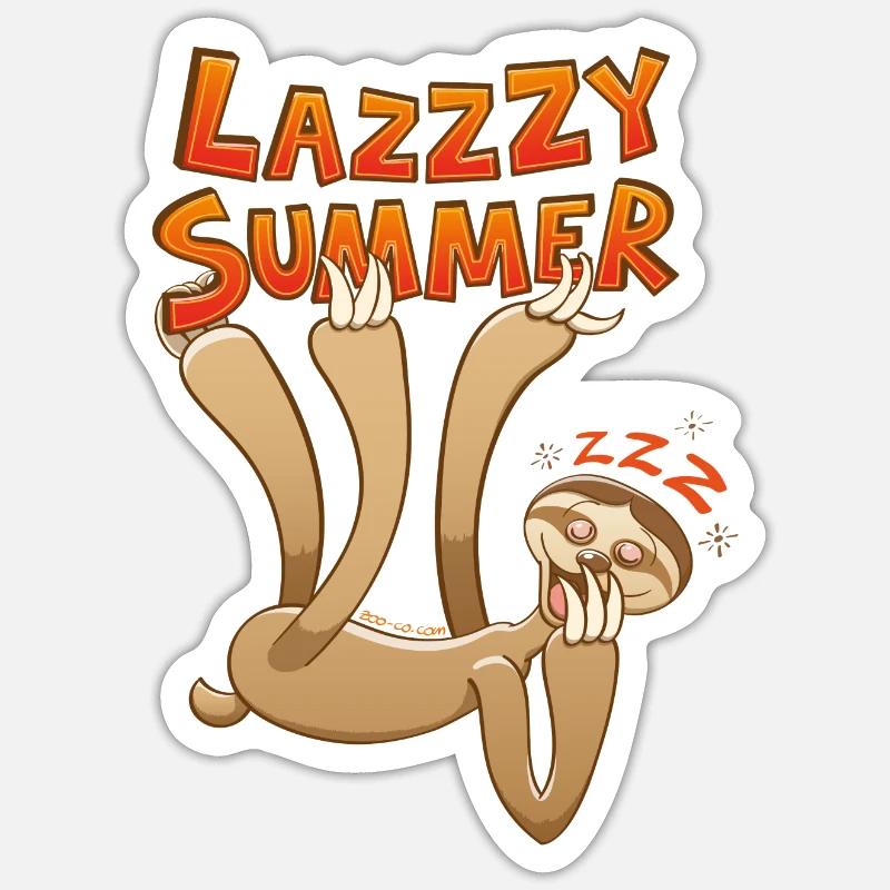 Sleepy sloth yawning and enjoying a lazy summer - Sticker taille S (10 x 10 cm) - blanc mat