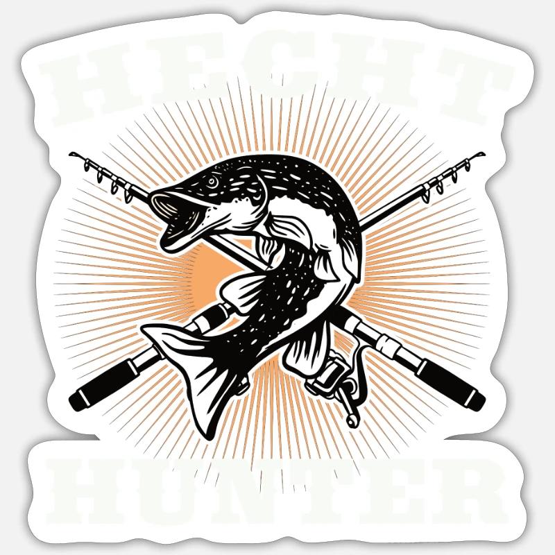 Hecht Hunter - Sticker Größe S (10 x 10 cm) - Mattweiß