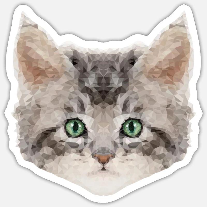 Cadeau de polygone de chat mignon Sticker taille S (10 x 10 cm)