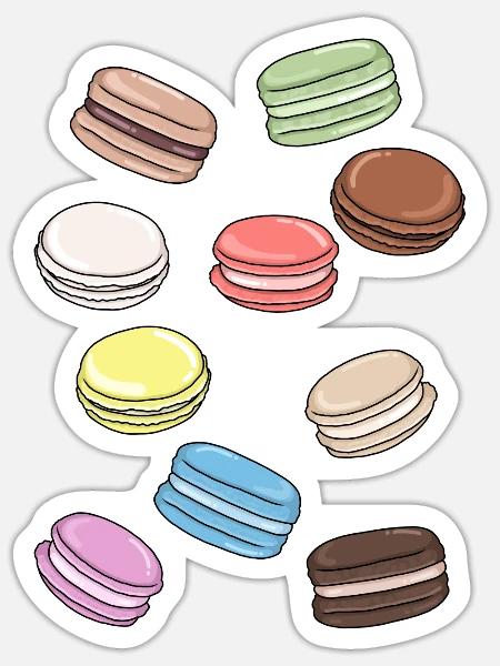 Bunte Macarons süße Versuchung - Sticker Größe S (10 x 10 cm) - Mattweiß