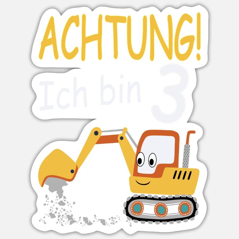 Achtung ich bin 3 - Sticker Größe S (10 x 10 cm) - Mattweiß
