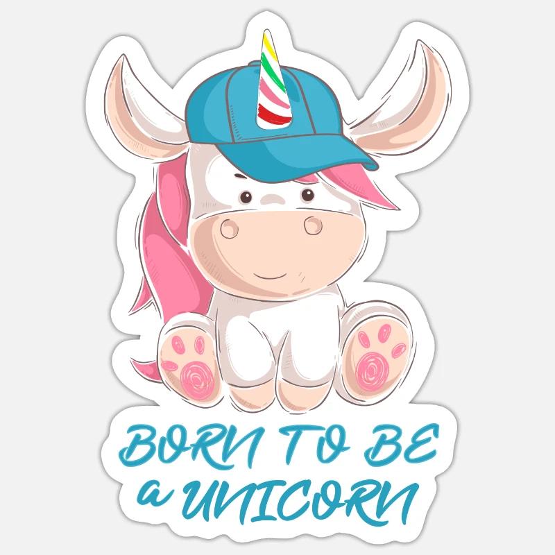 Né pour être une licorne - Sticker taille S (10 x 10 cm) - blanc mat