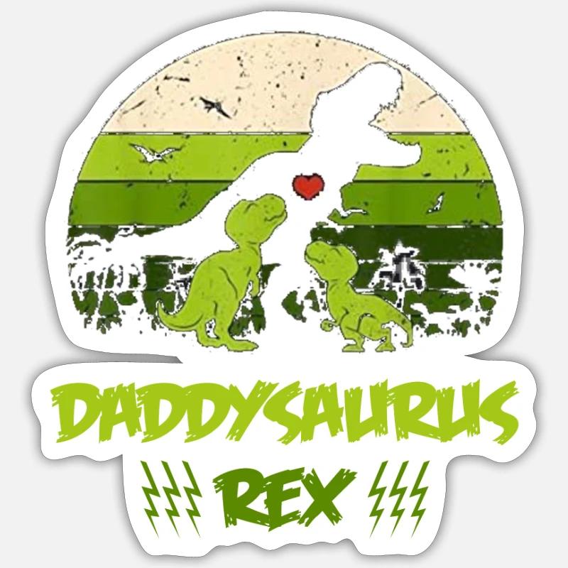 Daddysaurus Rex para el regalo del día de padres - Sticker størrelse S (10 x 10 cm) - mat hvid