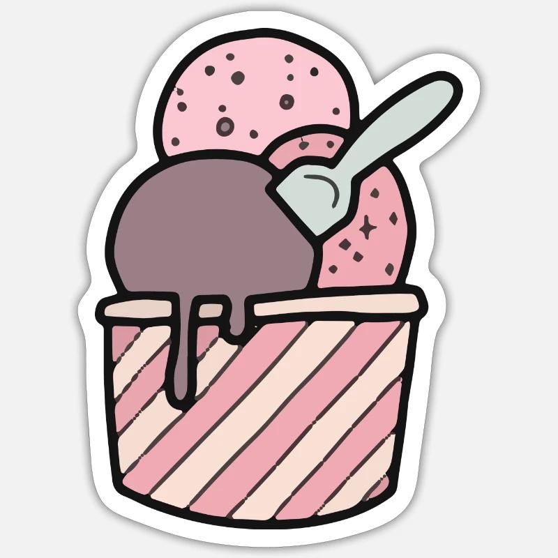 Eisbecher - Sticker Größe S (10 x 10 cm) - Mattweiß