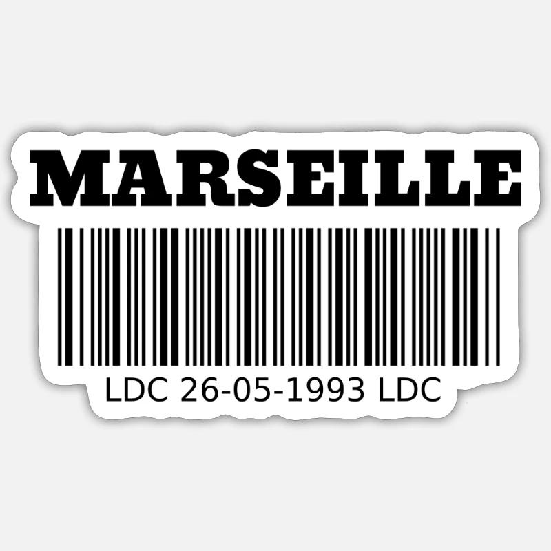 Marseille Om barcode Sticker size S (10 x 10 cm)