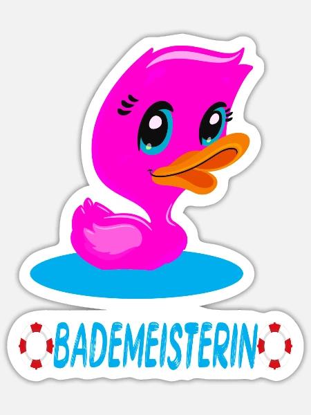 Bademeisterin Quietscheente - Sticker Größe S (10 x 10 cm) - Mattweiß