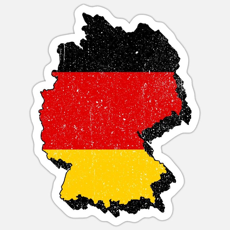 Germany map with flag - Sticker size S (10 x 10 cm) - white matte