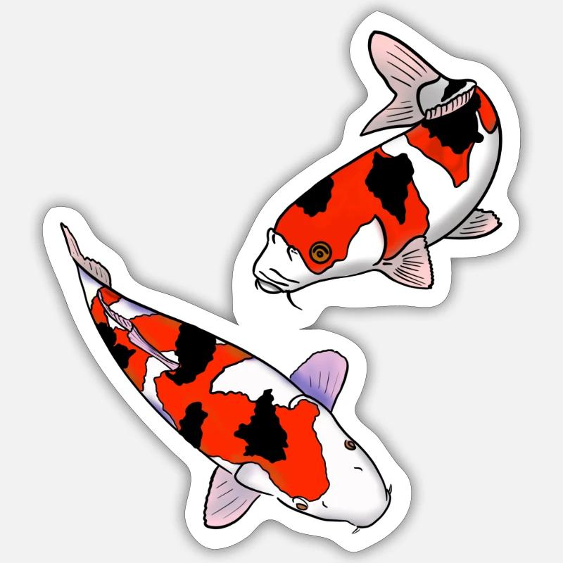 Carpes koi - Sticker taille S (10 x 10 cm) - blanc mat