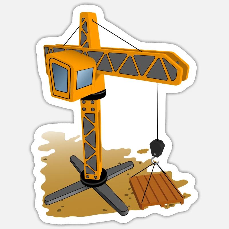 Crane, construction site - Sticker size S (10 x 10 cm) - white matte