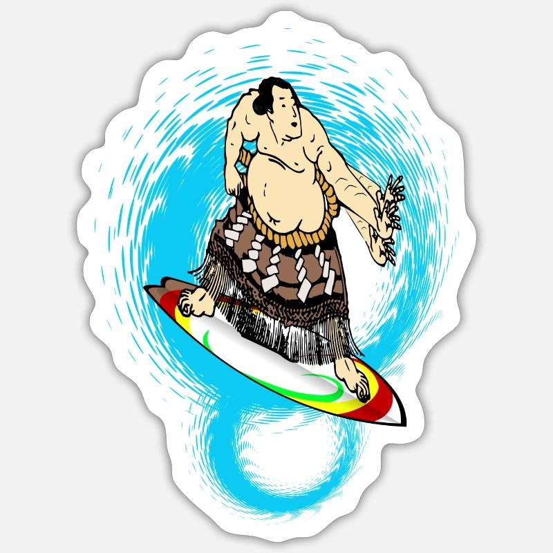 Sumo Surfer - Sticker Größe S (10 x 10 cm) - Mattweiß