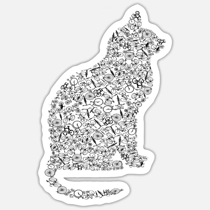Kitty de vélos vélo chat - Sticker taille S (10 x 10 cm) - blanc mat