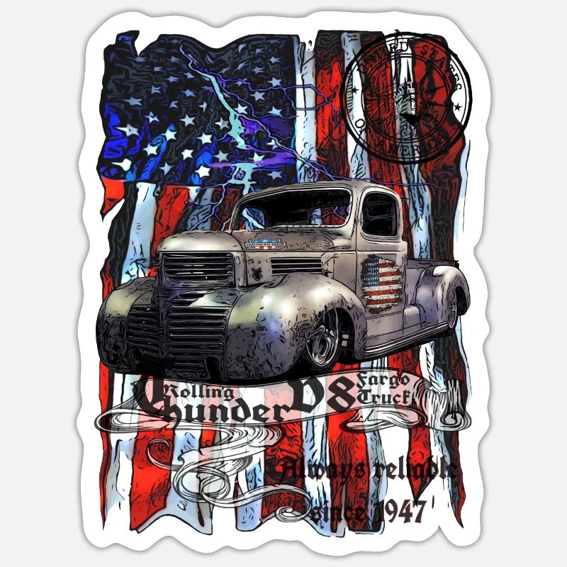 Camionnette Rolling Thunder V8 États-Unis Sticker taille S (10 x 10 cm)
