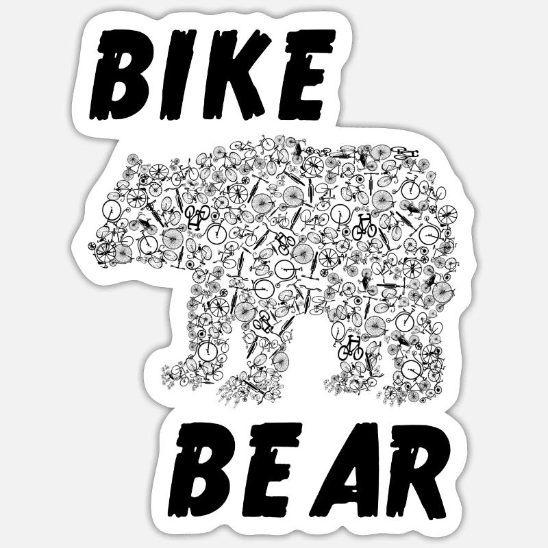 Ours de vélo - Sticker taille S (10 x 10 cm) - blanc mat