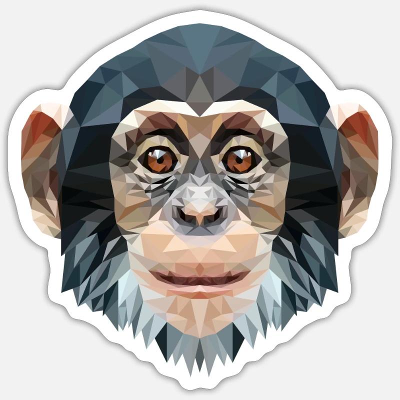 Polygone design singe chimpanzé Sticker taille S (10 x 10 cm)