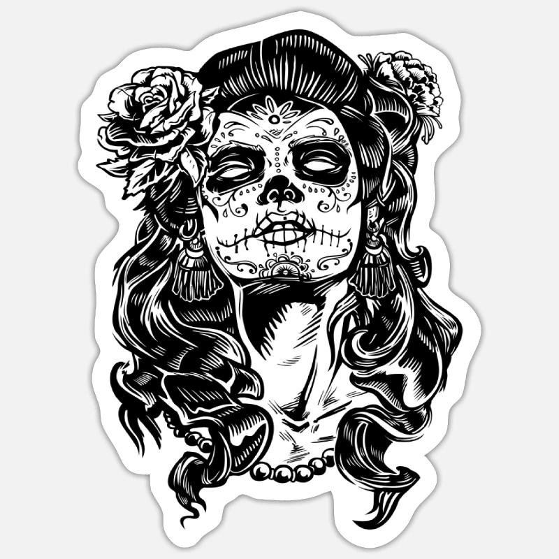 Conception de la calavera catrina Sticker taille S (10 x 10 cm)