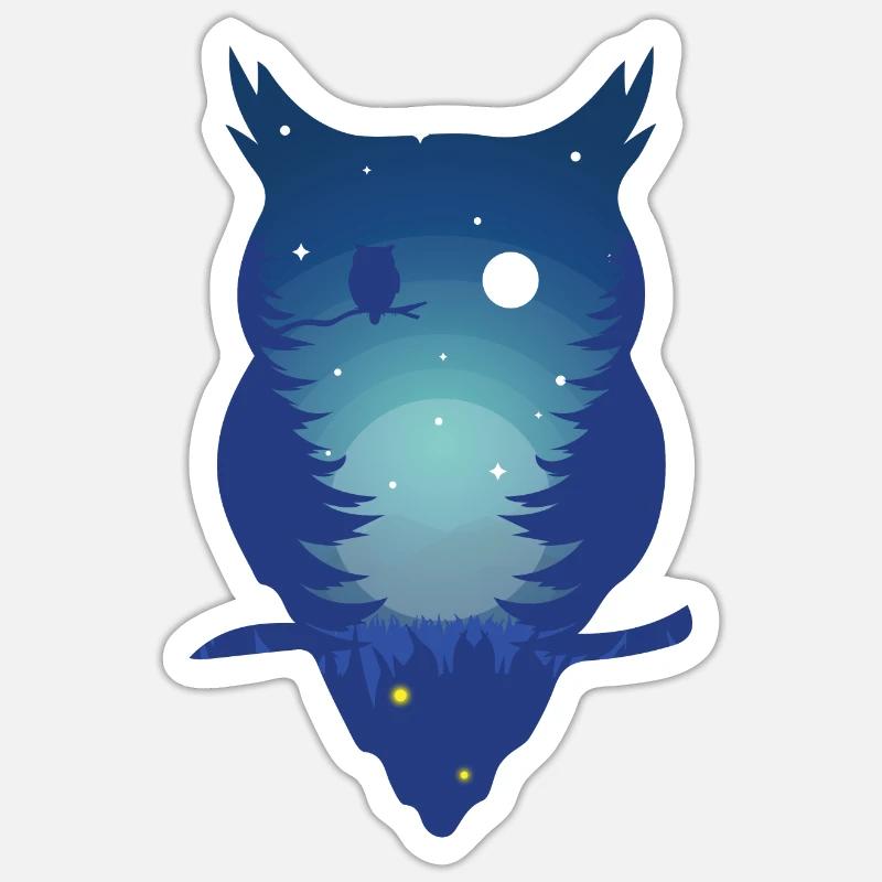 Blaue Eule Sticker Größe S (10 x 10 cm)