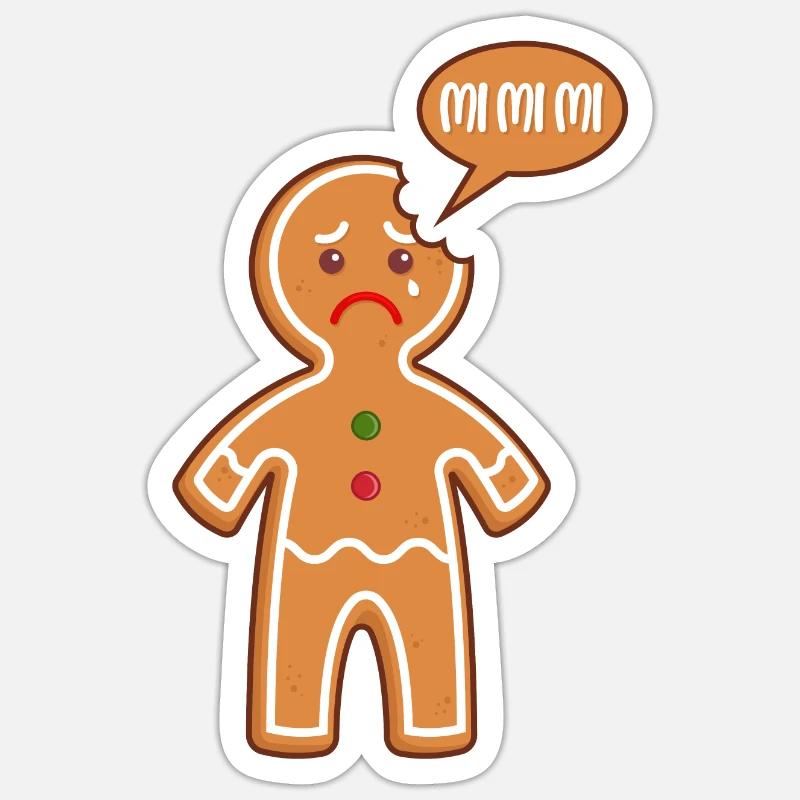 Lebkuchenmann Mimimi Mi Mi Mi Bäcker Gebäck Backen - Sticker Größe S (10 x 10 cm) - Mattweiß