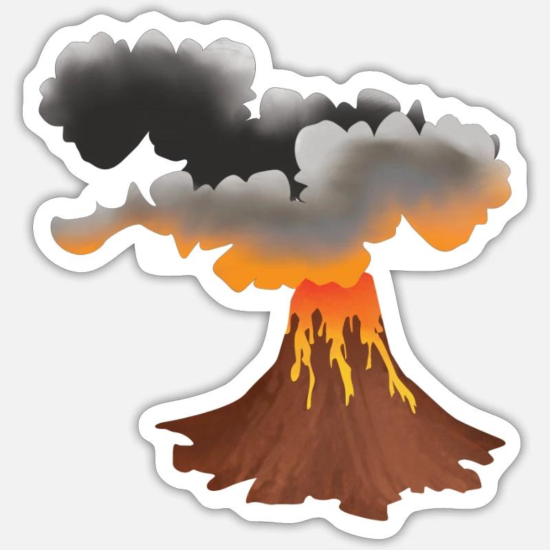Erupting volcano design - Sticker size S (10 x 10 cm) - white matte