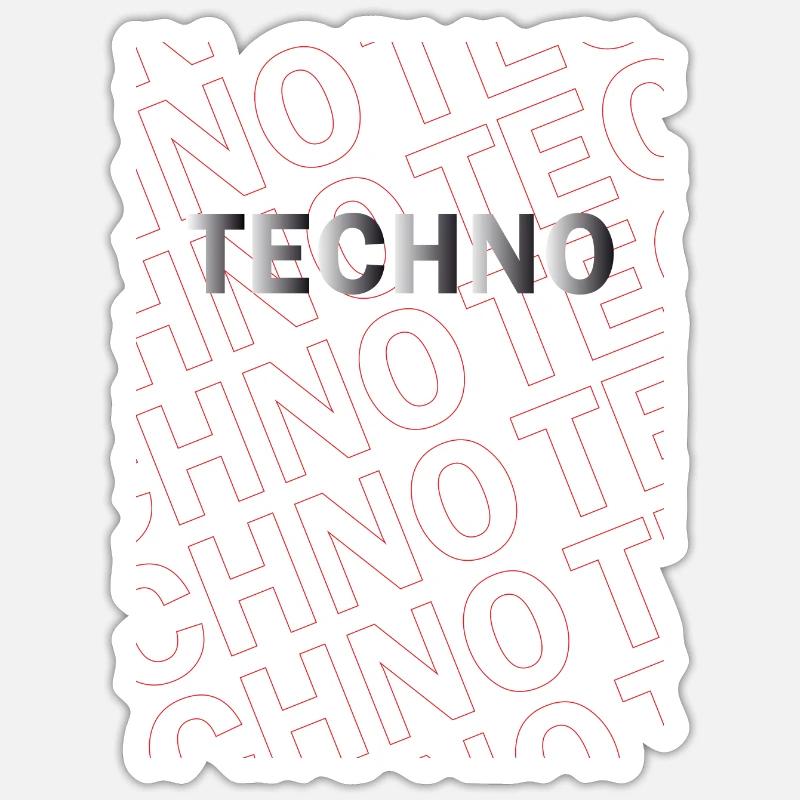 TECHNO TECHNO TECHNO - Sticker size S (10 x 10 cm) - white matte