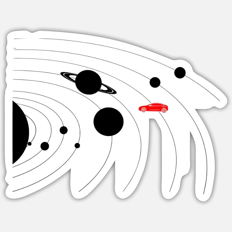 solar system tesla - Sticker size S (10 x 10 cm) - white matte