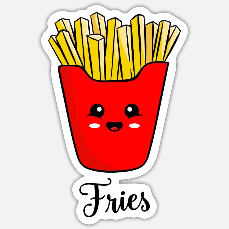 frites - Sticker taille S (10 x 10 cm) - blanc mat