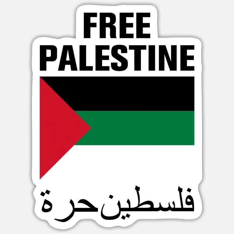 Palestine libre avec le drapeau - Sticker taille S (10 x 10 cm) - blanc mat