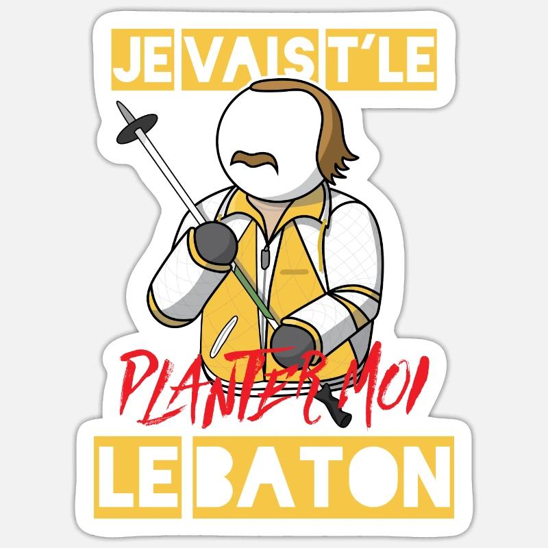 JC Duss : Je Vais T'Le Planter Moi Le Bâton ! (V1) - Sticker taille S (10 x 10 cm) - blanc mat