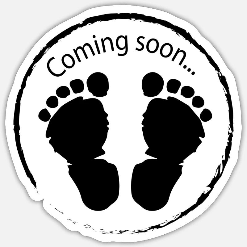 Prochainement - Bébé enceinte - Sticker taille S (10 x 10 cm) - blanc mat