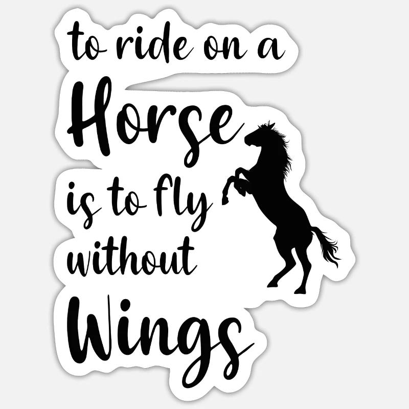 Chevaux montent à cheval - Sticker taille S (10 x 10 cm) - blanc mat