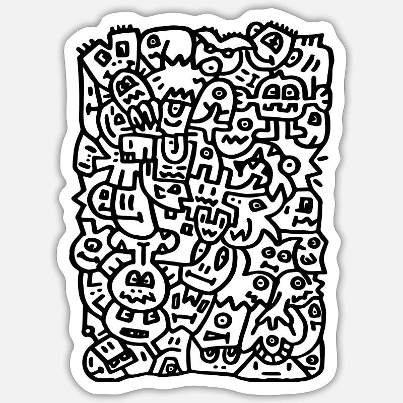 Doodle Gekritzel - Sticker Größe S (10 x 10 cm) - Mattweiß