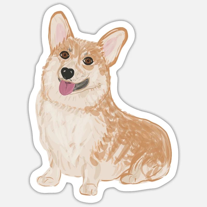 Sitzender Corgi Sticker Größe S (10 x 10 cm)