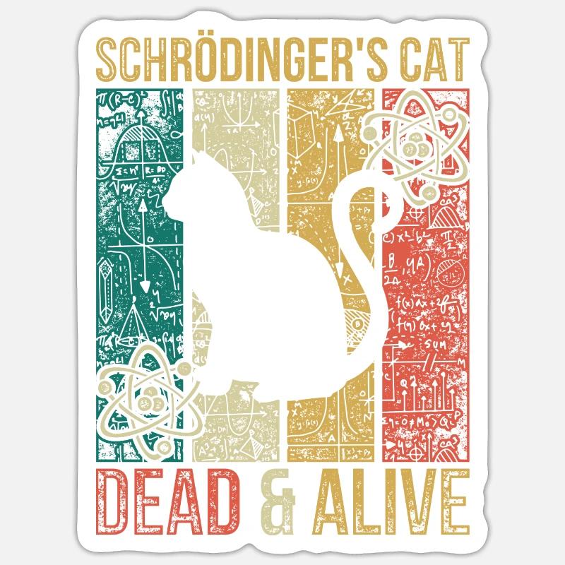 Physik Experiment Schrödingers Katze Sticker Größe S (10 x 10 cm)