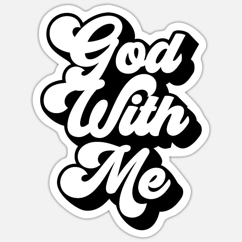 Dieu avec moi - Sticker taille S (10 x 10 cm) - blanc mat